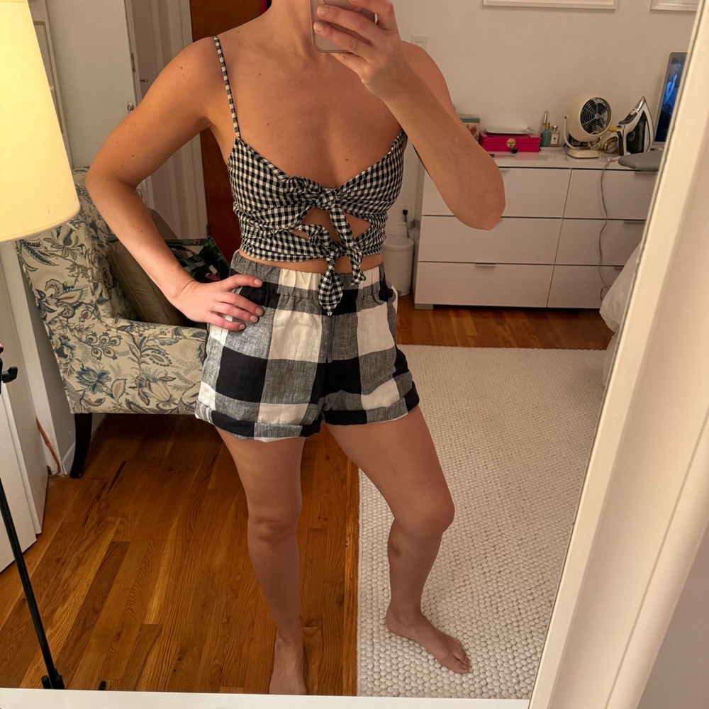 Everlane Black and White Checkered Women's Shorts